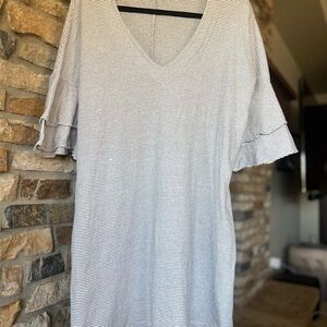 Lucky Brand Striped V-Neck Ruffle Sleeve Dress